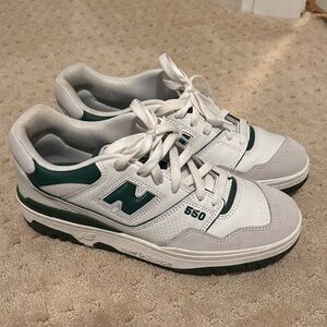 New Balance 550 White and Dark Green Sneakers
